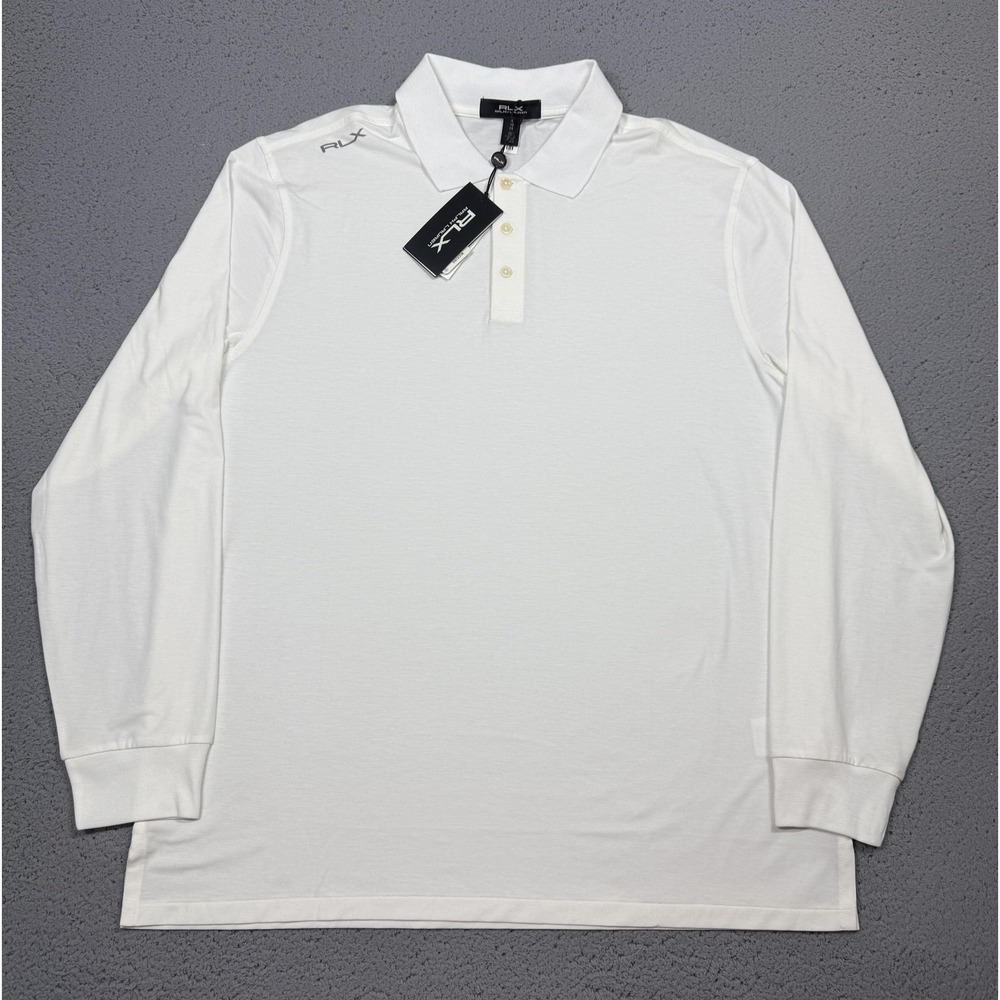 NWT RLX Ralph Lauren Polo Shirt Mens XL White Long Sleeve Golf Performance